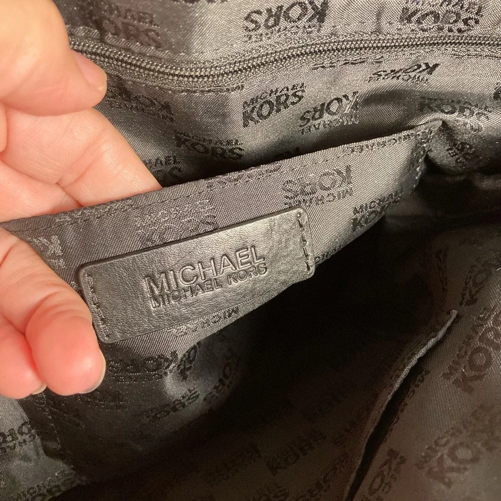 Michael Kors Black Tote Bag signature logo embossed MK